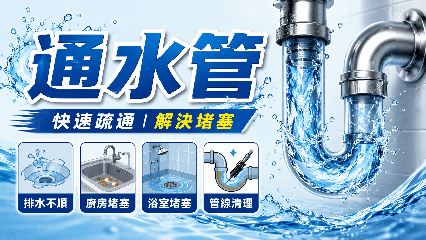 通馬桶是居家與商業空間常見的管線問題。