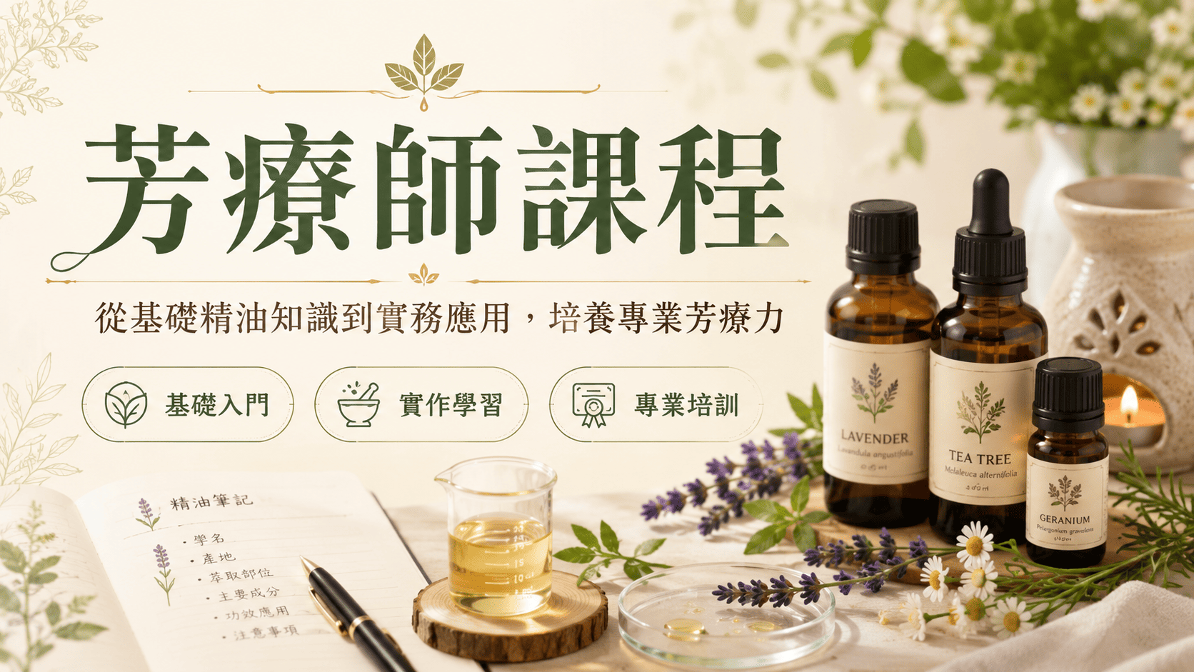 想學芳療、精油應用或未來成為芳療師時,許多人會搜尋芳療師課程