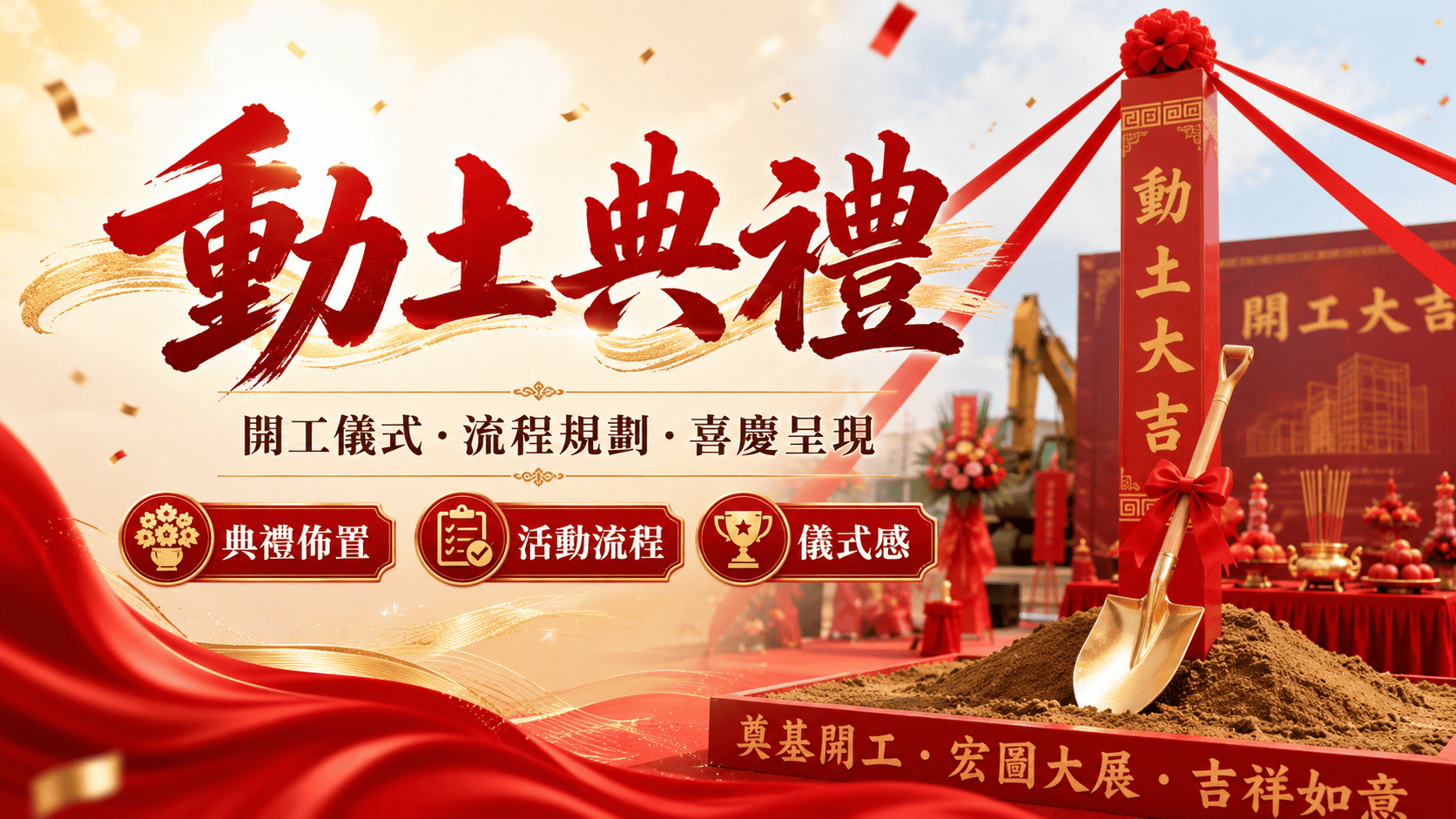 動土典禮是工程開工前常見的重要儀式,通常象徵專案正式啟動