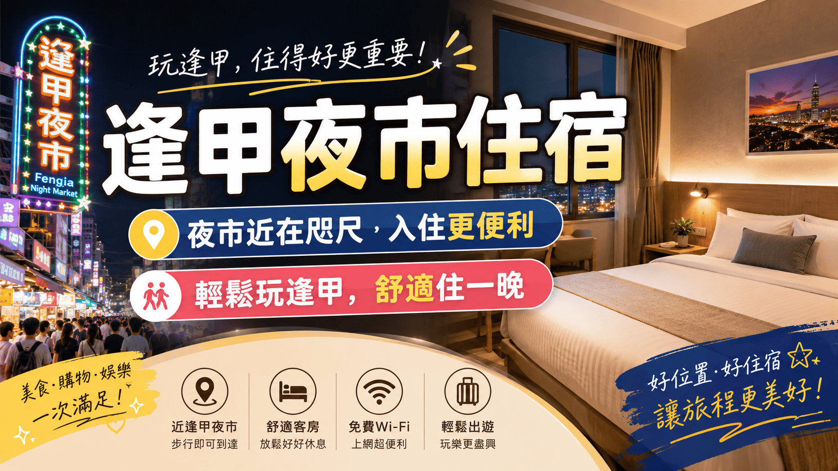 逢甲夜市住宿是許多旅客安排台中旅遊時會優先考慮的住宿區域