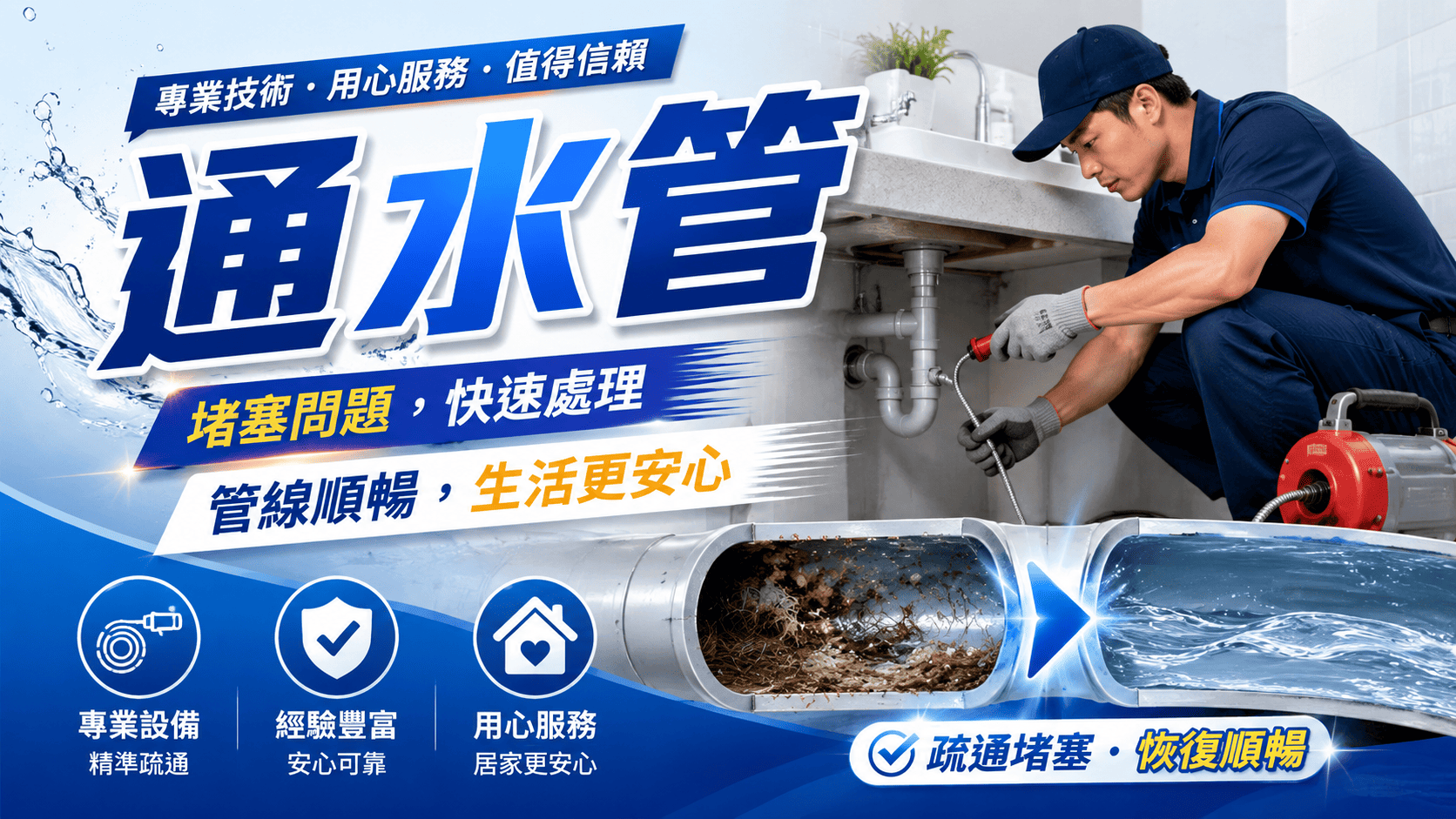 廚房流理台積水,甚至開始出現異味時,很多人才會開始搜尋通水管服務。