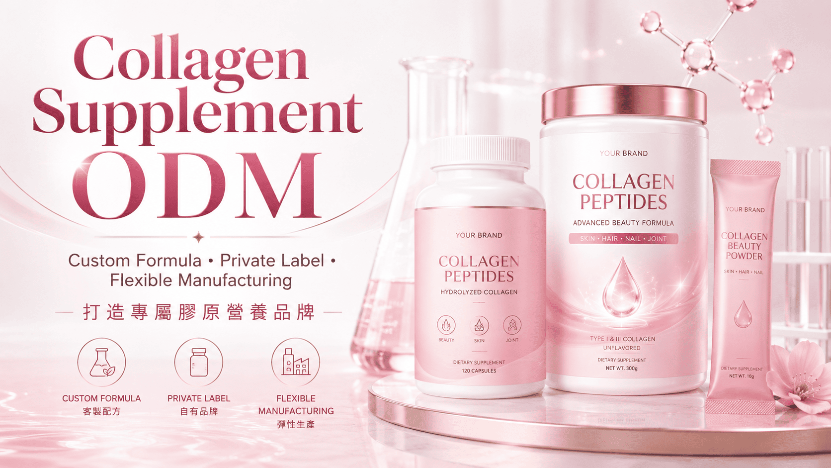 Collagen Supplement ODM is a product development and manufacturing service that helps supplement brands create customized collagen products