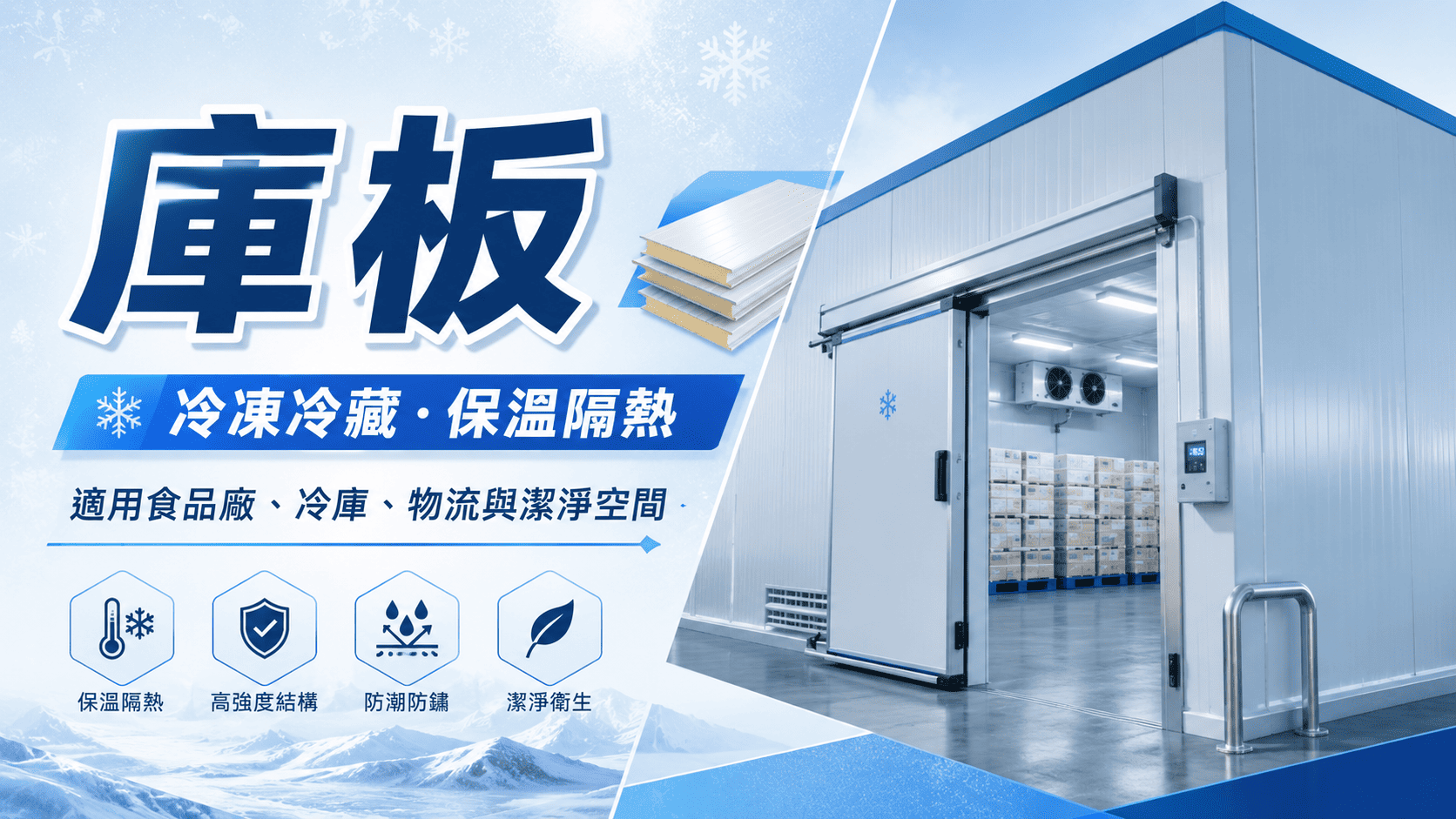 庫板隔間是工業、食品、冷鏈與潔淨空間常見的隔間方式。