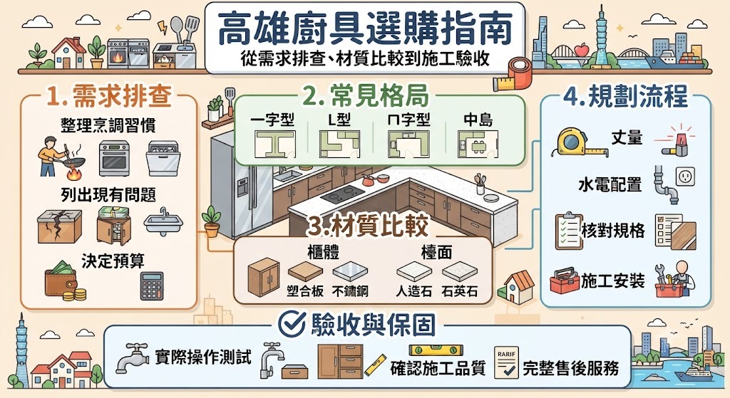 高雄廚具怎麼選?從需求排查、材質比較到施工驗收完整指南