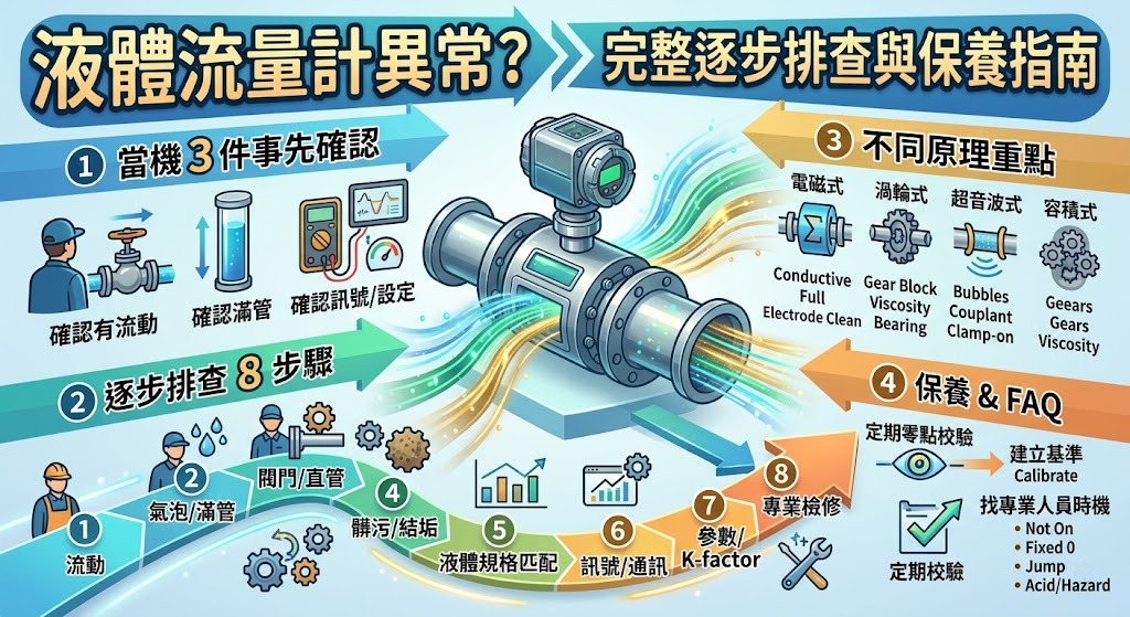 液體流量計數值異常怎麼辦?常見原因、排查流程與維修判斷指南