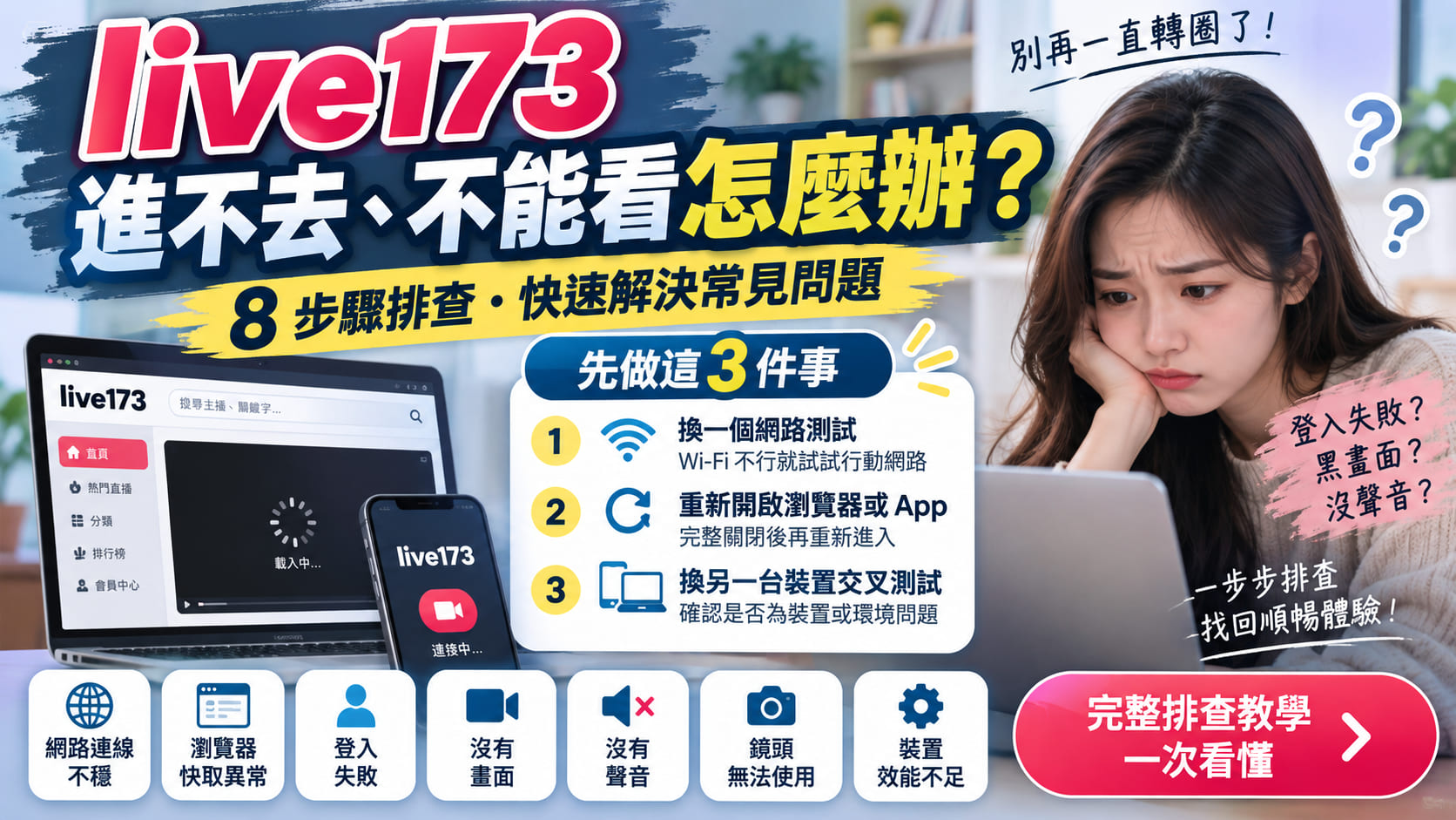live173 進不去、不能看怎麼辦?8 步驟排查登入、黑畫面與視訊異常